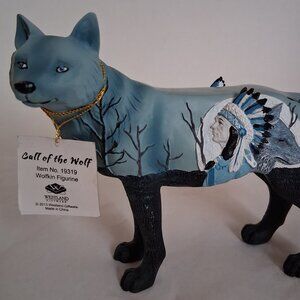 Westland Call of the WOLF Figurine WOLFKIN 19319 RARE Blue Wolf with Chief no bo